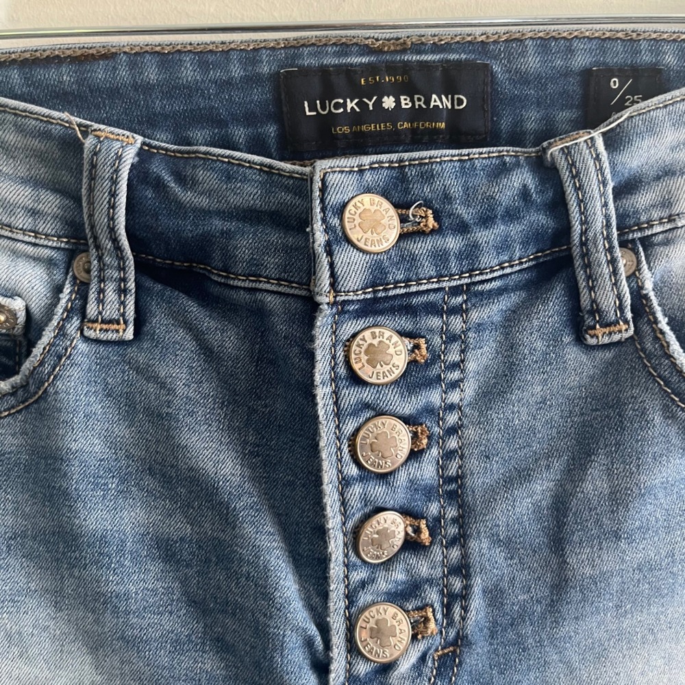 Lucky Brand Bridgette Skinny Jeans Light Wash High Rise Button Fly 0/25 Ankle